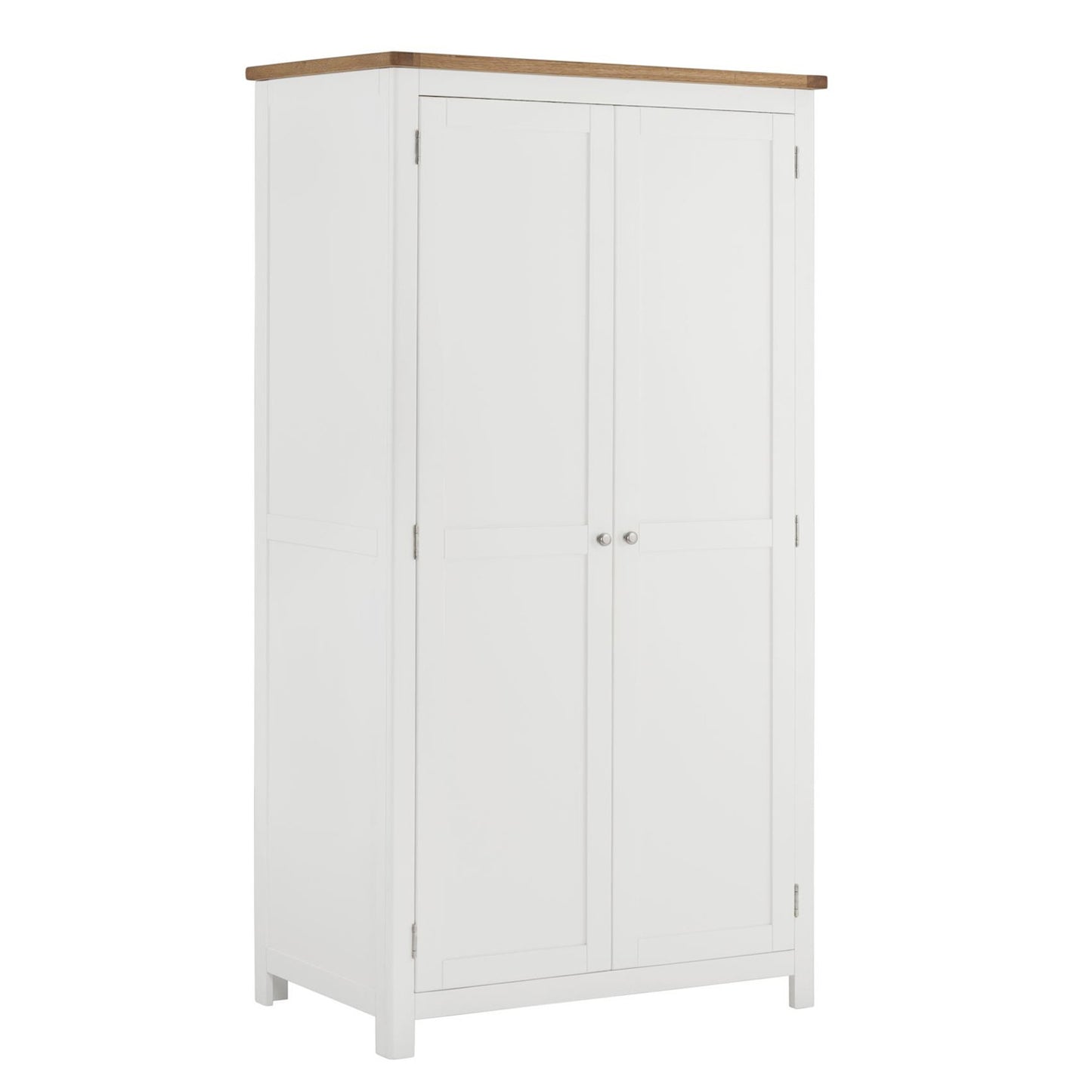 Todenham White Painted & Oak Wardrobe - Double 2 Door Full Hanging