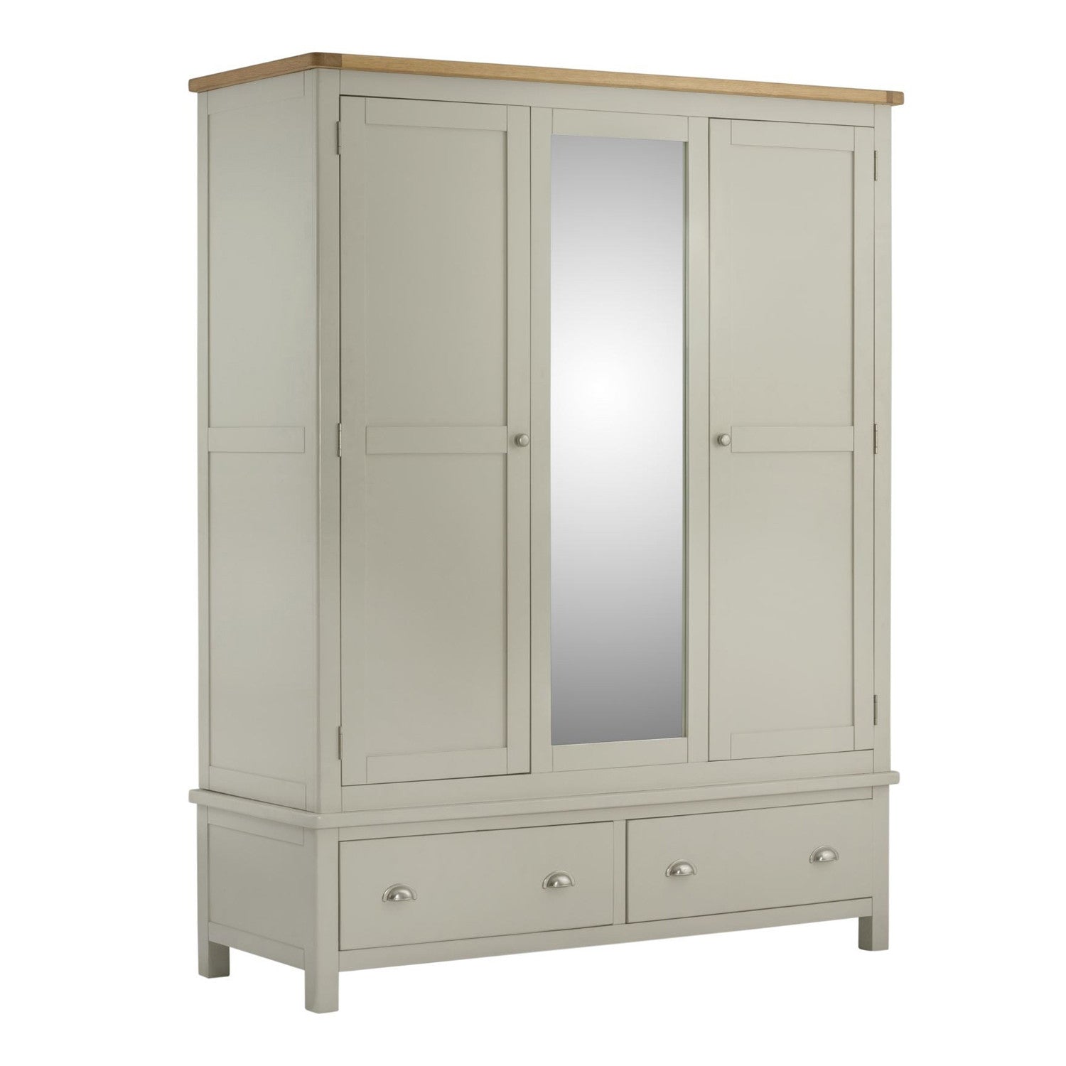 Todenham Oak & Painted Wardrobe - 3 Door with 2 Drawers - Better Furniture Norwich & Great Yarmouth