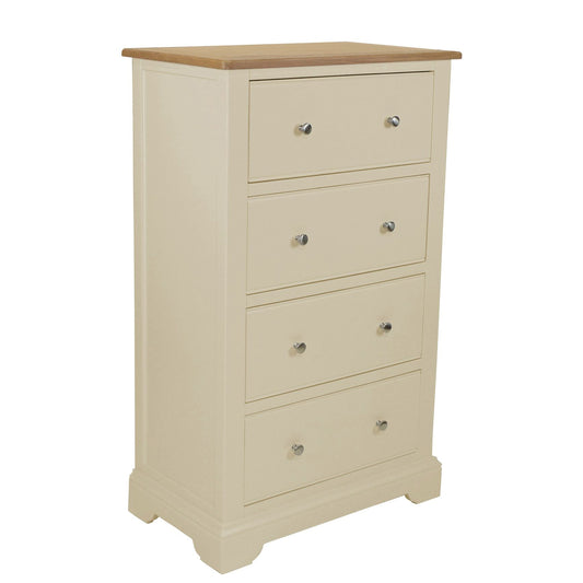 Hardingham Painted & Oak Chest of Drawers - 4 Drawer Tall